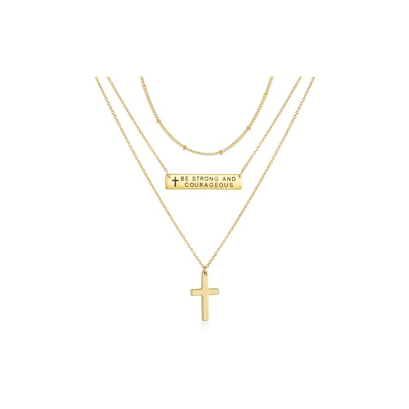 Layered Cross Bible Verse Necklace - Inspirational Jewelry Gift