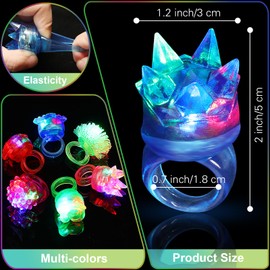 108 Pcs Glow up Party Favors LED Light up Rings Flashing Bumpy Jelly Rings Blinking Neon Rave Rubber Rings for Event Raves Glow in The Dark Party Gift