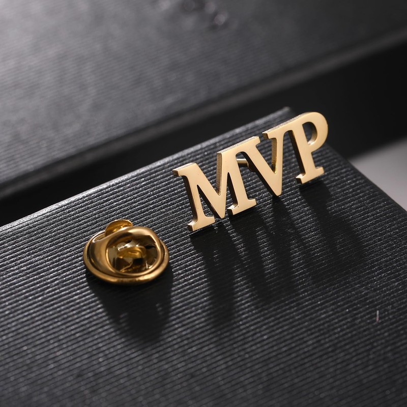 Stainless Steel Letters MVP Pin, MVP Chenille Lapel Pin Button