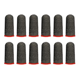 FamGift Gaming Finger Sacks Anti-slip Ultra Sensitive Ultra Thin Silver Fiber Touch Screen Gaming Comfortable Control 6 Pairs Finger Sacks (24 Needle Silver Black Red Edge)