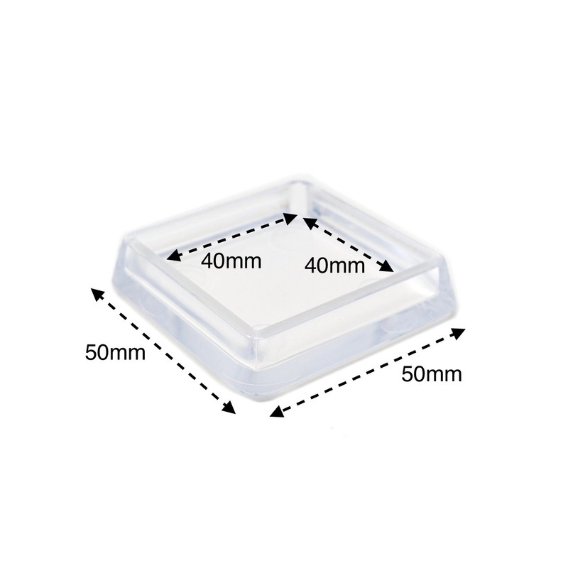 40x40mm Clear Furniture Cups, Pack of 4 Carpet Protectors for