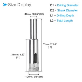 CoCud Diamond Hole Saws Drill Bits, 10mm / 3/8" Drilling Diameter, Nickel Plated Carbon Steel Drill Bit - (Applications: for Glass Ceramic Tiles Marble Stone), 5-Pieces