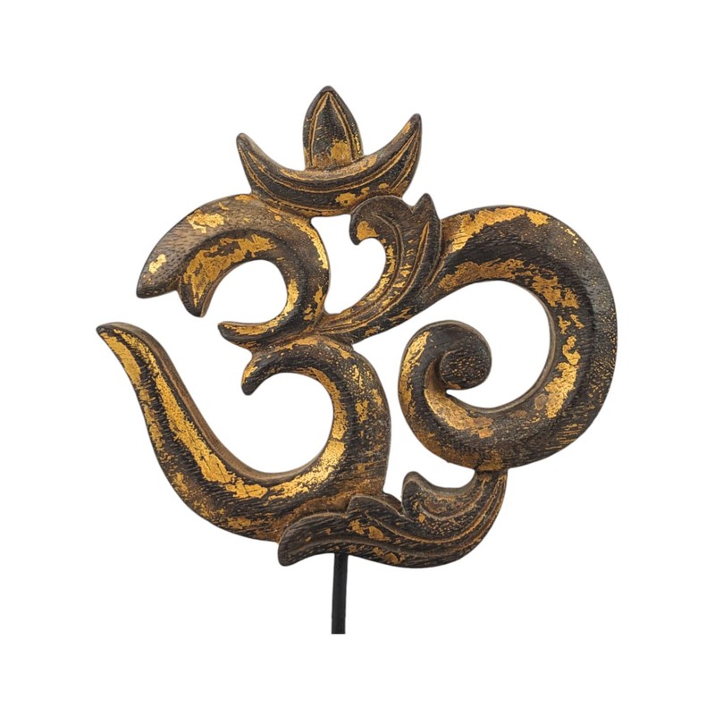 Figurine 'Ôm (Aum) Wooden Carved Indian Decoration