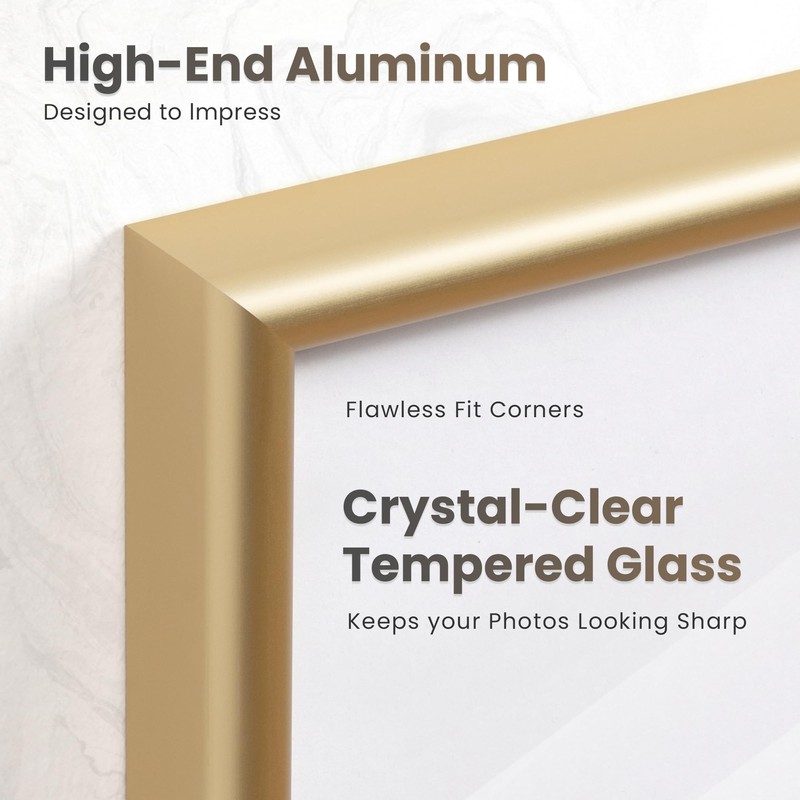 16x20 Aluminum Picture Frame Gold, 16"x20" Frame for Wall with