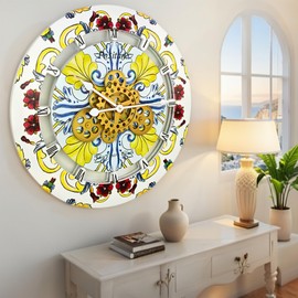 ImprovingLife The Gears Clock Wall Clock Italy Collection with Moving Gears (Positano, 24 inch Round)