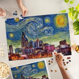 Nashville, Tennessee, Starry Night Series (1000 Piece Puzzle, Challenging Jigsaw Puzzle for Adults, Made in USA)