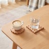 Wooden Biscuit-Shaped Coasters, Round and Square Cookie Style, Beechwood, 3.5