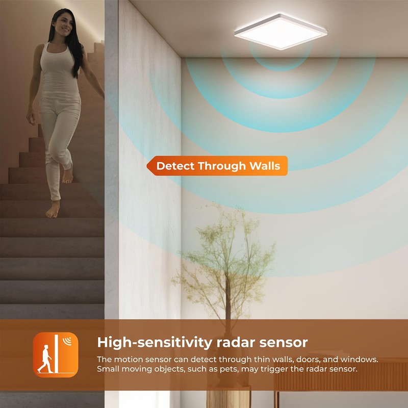 BLNAN Dimmable Motion Sensor LED Ceiling Light with Remote Control,