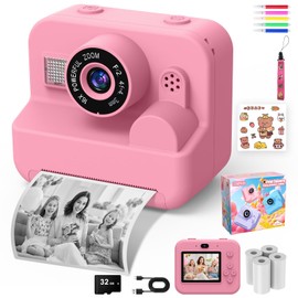 CONMRO Instant Kids Camera - 1080P 2.4 Inch Selfie Camera for Children with Printing Paper and 32GB Card, Toy for Christmas Boys and Girls from 3-12 Years (Pink-28)