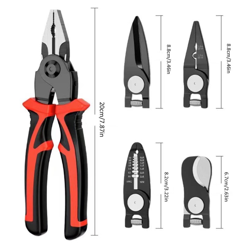 Multipurpose Pliers - Electrician Pliers,Heavy Duty Interchangeable Multifunctional Steel Hand