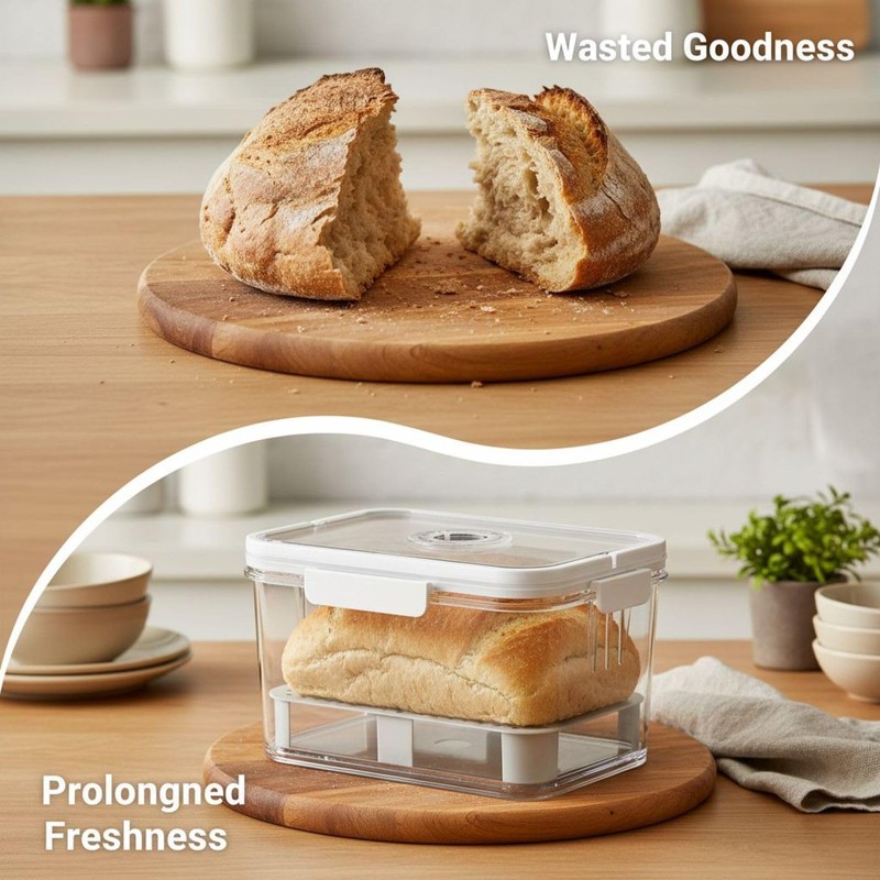 Toyosport 2 Pcs Airtight Bread Box, Bread Storage Container, Bread