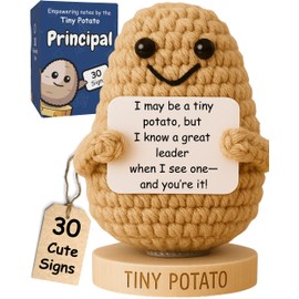 Principal Appreciation Gifts - Handmade Crochet Potato with 30 Inspirational Signs for Principals - Unique Principal Gifts for Women and Men for End-of-Year, Principal's Day, Christmas or Retirement