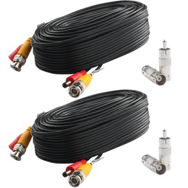 Postta BNC Video Power Cable (2 Pack 30 Feet) Video Security Camera Cable Wire with Four Connectors for CCTV DVR Surveillance System