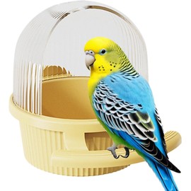 Taicols Bird Cage Feeder, Semi Open Wild Bird Feeder - Suitable for Peony, Parrot, Pigeon Birdcage Accessories (Yellow)