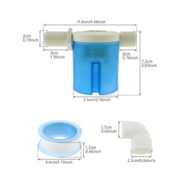 PNXKTXO Automatic Water Level Control Valve, 2 Pack 1/2" NPT Male Inlet, Blue Float Valve for Water Tanks, Swimming Pools, Aquariums, Solar Powered, Internal Design