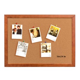 Cork Board 24 x 36 Inch Bulletin Board, Cork Notice Board 100% Wood Framed Brazil Imported, Mounting Hardware Push Pins Included