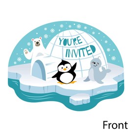 Big Dot of Happiness Arctic Polar Animals - Shaped Fill-in Invitations - Winter Baby Shower or Birthday Party Invitation Cards with Envelopes - Set of 12