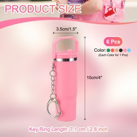 PATIKIL Mini Cup Keychain, 6 Pack Lip Balm Holder Mini Tumbler Key Chains Cute Decor Keychain Charm for Backpack Handbag Purse, Multi-color