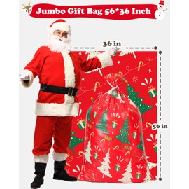 Large Christmas Gift Bags, 2PCS 56"X 36" Jumbo Extra Large Gift Bag, XL Christmas Bags for Wrapping Oversized Giant Huge Gifts, Xmas Santa Big Holiday Gift Bags, XXL Plastic Gift Bags for Presents
