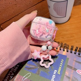 GULVQYF Clear Case for Airpods 4th Generation, Soft Earbuds Protective Case, Soft Case for Women Girls (Star)