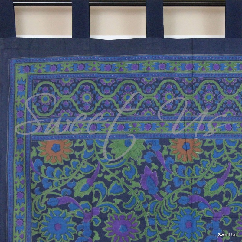 Sunflower Tab Top Curtain-Drape-Door Panel-Blue