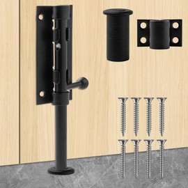 Heavy Duty 304 Stainless Steel Gate Latches,for Wooden Fences,Metal Gates Doors Stopper,Padlock Latches Heavy Duty Barrel Bolts Safety,Yard Door，Barn Door Slide Bolt (‎Black, 6.3in)