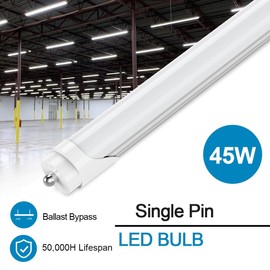 CNSUNWAY LIGHTING 8FT LED Bulbs, 45W(100W Equiva.), 6000K Cool White, 5400LM Super Bright, Dual-Ended Power, Ballast Bypass, Frosted Cover, F96T12 Fluorescent Light Bulbs Replacement - 10 Pack