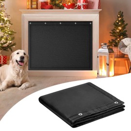 CADARA Fireplace Blocker Blanket Stops Overnight Heat Loss, Fireplace Draft Stopper Save Energy, Indoor Fireplace Cover Insulation Black 42" W x 28" H