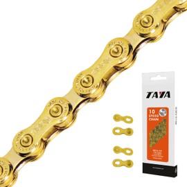 TAYA DECA-101 10-Speed Bike Chain, 116 Links, Ti-Gold, Durable and Smooth Shifting, for Gravel and MTB
