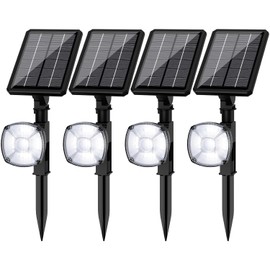 ALFIOT Solar Lights Outdoor Waterproof,36 LEDs Garden Light Solar Powered Auto On/Off,2-in-1 Solar Spot Flood Lights for Outside Landscape Yard Patio Cool White 4 Pack