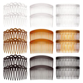18 Pieces French Side Combs Plastic Side Hair Twine Decorative Comb with Teeth Hair Combs Hair Clips Accessories for Women Bride Wedding Veil Girls Thick and Fine Hair