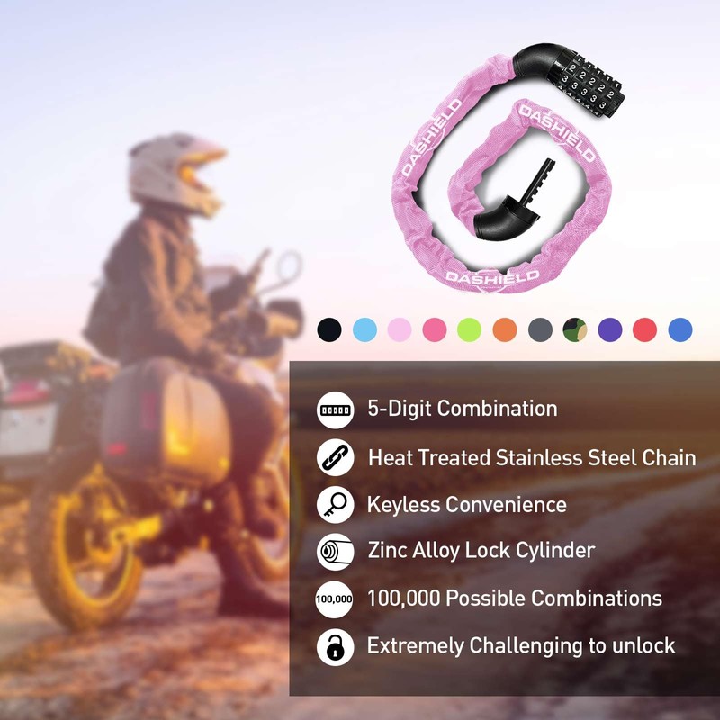DaShield Bike Chain Lock Security 5 Digit Resettable Combination, 38.6