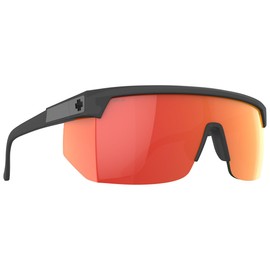Spy Optic Men's Super Flynn Rectangular Sunglasses, Translucent Matte Black Happy Grey Green Orange Mirror, One Size