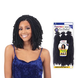 SHAKE N GO FreeTress Crochet Braids 3X Pre-Fluffed Water Poppin Twist 16 in (1-pack, GREY)