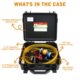 12V External Inline Fuel Transfer Pump Set, Electric Fuel Pump 100GPH High Flow, Portable Gasoline Transfer Pump Universal for Vehicles, Boats, RVs, Equipment, Gasoline, Diesel (12V-Set)