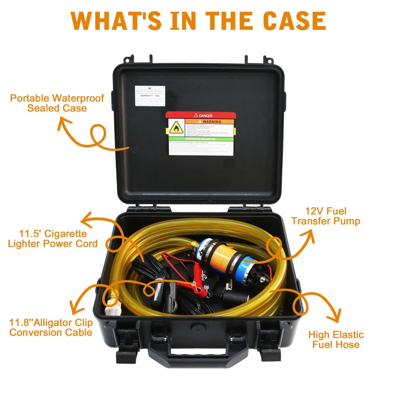 12V External Inline Fuel Transfer Pump Set, Electric Fuel Pump