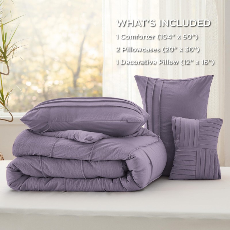 Bedsure Purple King Size Comforter Set - 4 Pieces Pinch