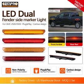 LED Side Fender Marker Light Front Amber Rear Red for GMC Sierra 2500 3500 HD 2020-2021 Orange Red Lens  4PCSSpecification: Orange Lens+Red Lens, Light Color: Front Amber Rear Red, Lamp Type: LED
