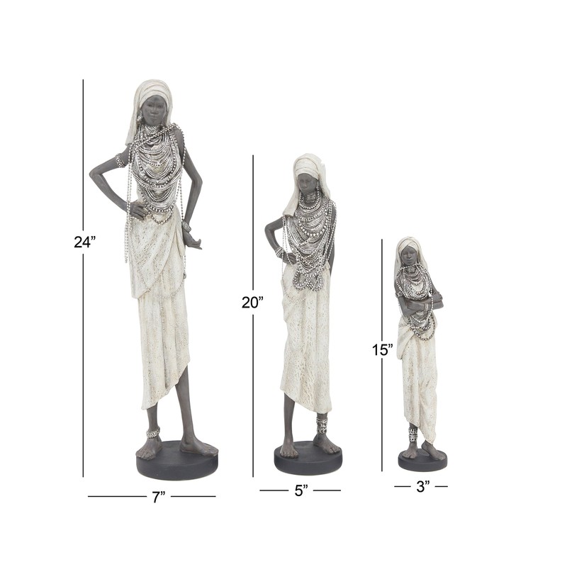 Deco 79 Polystone Woman Handmade Decorative Sculpture Standing African Home