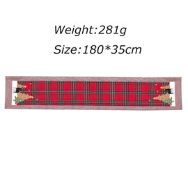 ERSTUME Christmas Table Runners with 4 Placemats Table Decorations Embroidered Cotton Linen 2 Sides Table Mats Dining for Xmas Holiday Home Party
