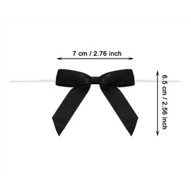 Penta Angel Twist Tie Bows for Treat Bags 30Pcs 2.5” Premade Satin Ribbon Bows Flowers Decorations for Craft Gift Wrapping Birthday Wedding Christmas Party Favors Decor (Black)