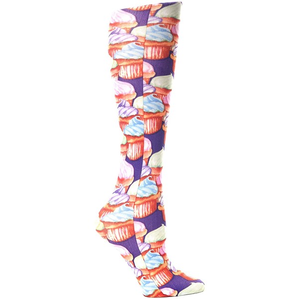 Celeste Stein Therapeutic Compression Socks, Purple Cupcakes, 15-20 mmhg, 1 Pair