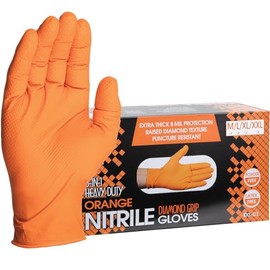 ForPro Professional Collection - Guantes de nitrilo desechables resistentes, naranja, 8 mil, grado industrial, agarre de diamante en relieve, sin látex, grandes, 100 unidades