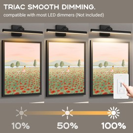 Yuichoy LED Picture Lights Hardwired, Dimmable 12W Art Lights for Wall, 16.5" Adjustable Wall Lamps for Paintings, Cordless Picture Frame Lights for Library, Gallery, Dartboard, Black