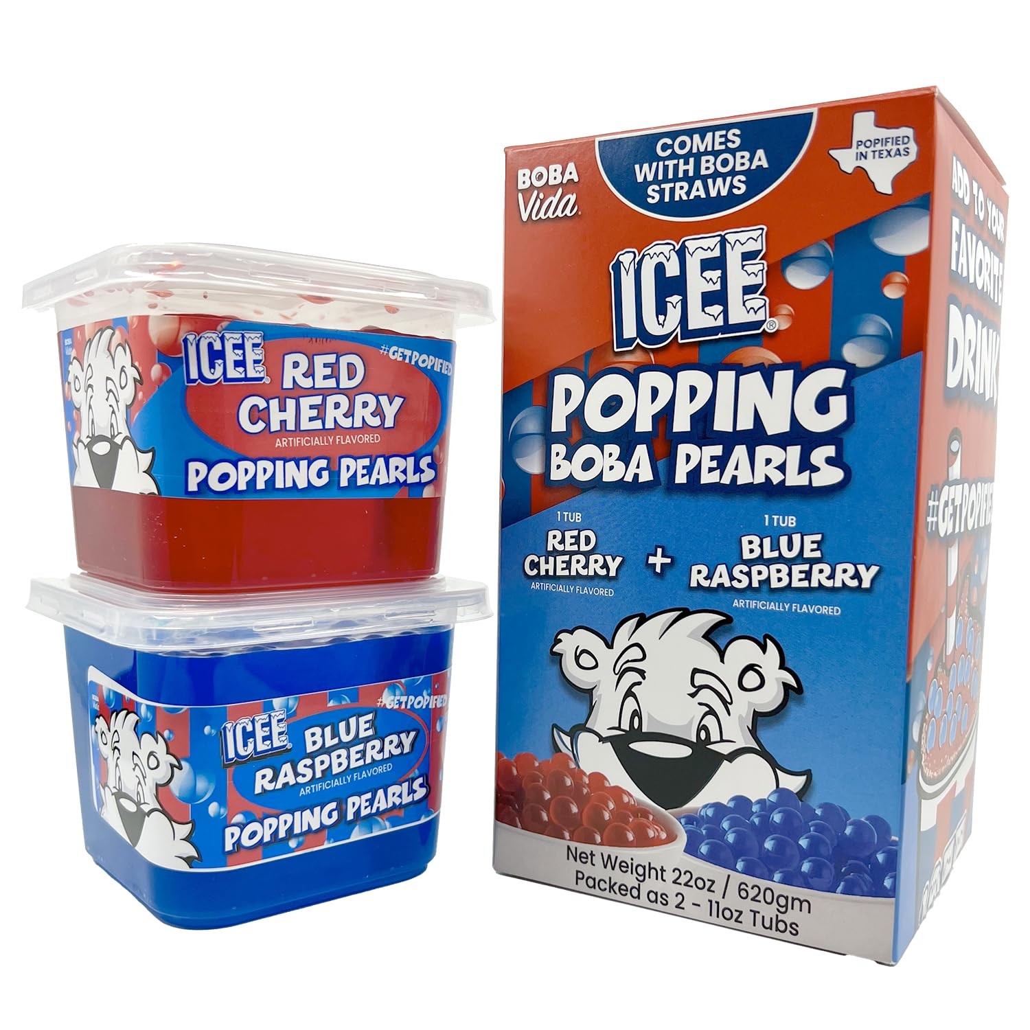 ICEE by BobaVida Blue Raspberry & Red Cherry Popping Boba Pearls ...