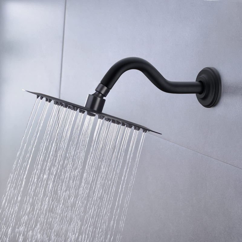 8 Inch S-Shape Curved Shower Arm with Flange Stainless Steel