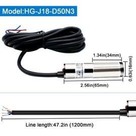 LCLCTC Sensor Laser photoelectric Switch NPN NO + NC Input(10-30VDC), 4 Wires; Detection Distance 8-50cm; HG18-D50N3, 12V; 24V Normally Open and Normally Closed Photoelectric Beam Sensor (NPN, NO+NC)