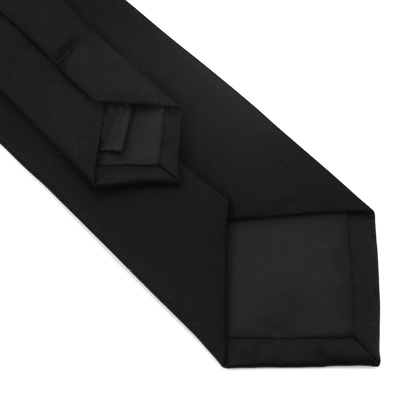 Ieron Clip-on Black Ties,Solid Uniform Pre-tied Neck Strap Tie Black