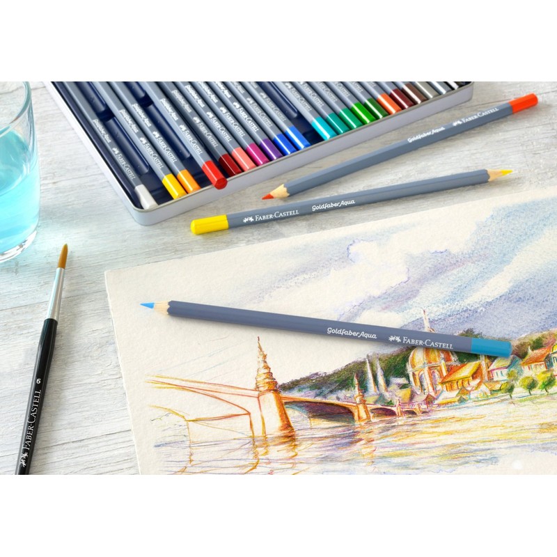 Faber-Castell 114636 - Aquarellstifte Goldfaber, 36-teiliges Buntstifte Set, bruchsicher, vollständig