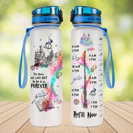 Potter Movie Water Bottle 32 oz with Time Marker, The Stories We Love Best Motivational Bottle, Funny Gifts for Movie Lovers, Gifts for Women